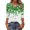 Zeagoo Womens Blouse Casual 3/4 Length Sleeve V Neck Basic T-Shirts Spring Summer Cute Tunic Tops Business Work Tees(Clover Print-sp77)