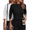 Zeagoo Womens Long Sleeve T Shirts Casual Mock Neck Tops Fall Pleated Blouses Basic Trendy Clothes 2024(Z-black/White)