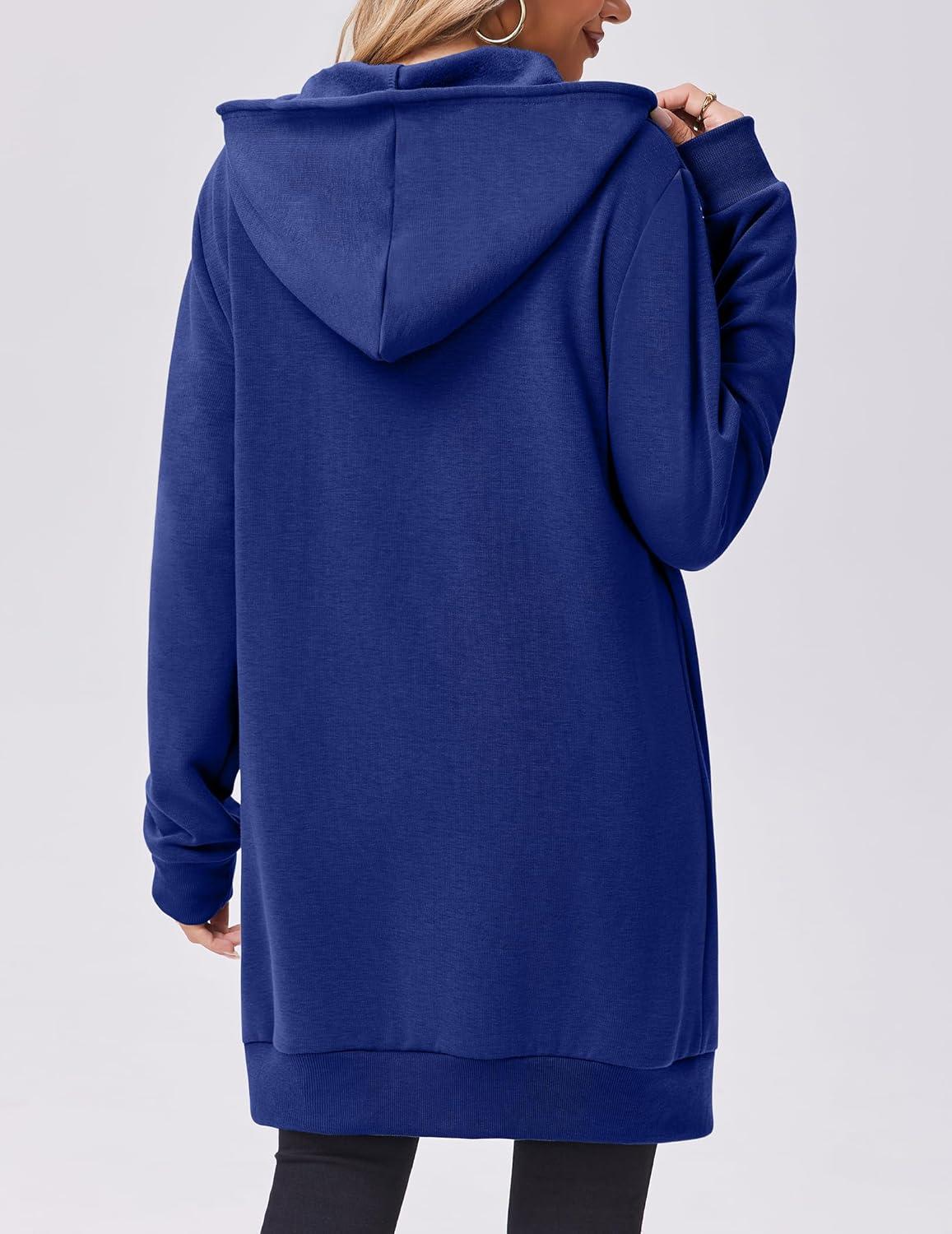 imageZeagoo Womens Zip Up Hoodies Long Tunic Sweatshirts Oversized Fleece Casual Long Sleeve 2026 Fall Hoodie Jacket CoatDark Blue