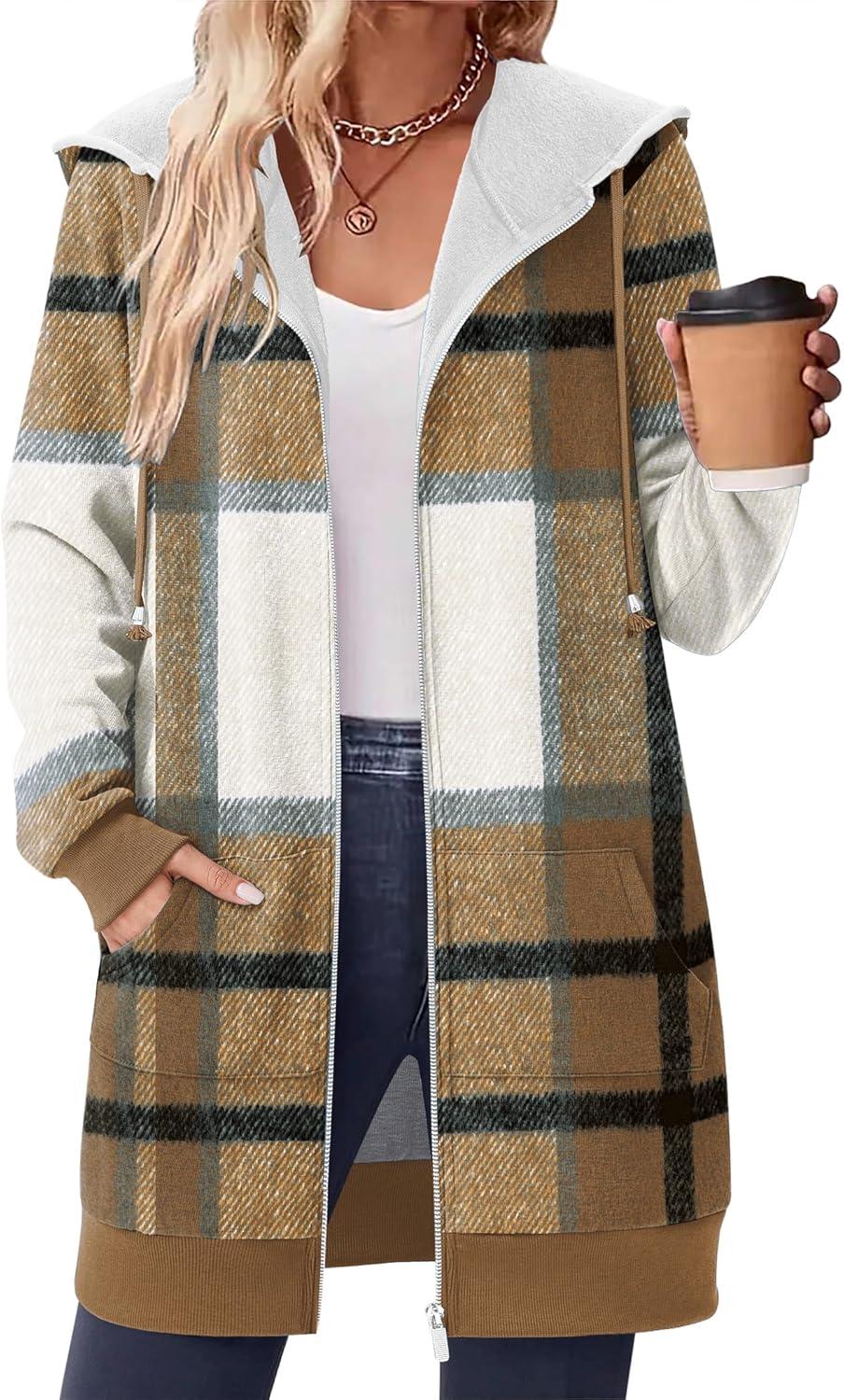 imageZeagoo Womens Zip Up Hoodies Long Tunic Sweatshirts Oversized Fleece Casual Long Sleeve 2026 Fall Hoodie Jacket CoatGz554