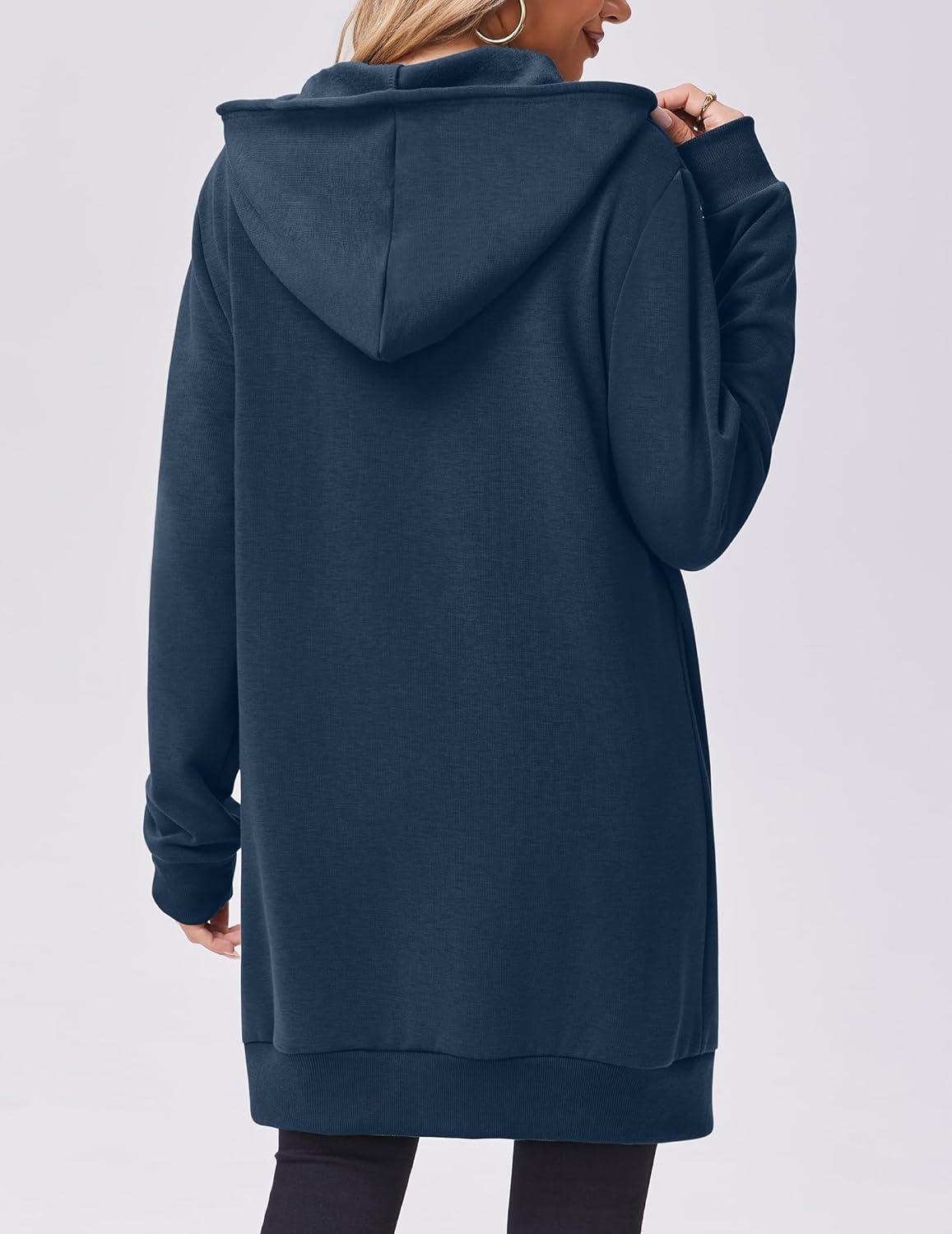 imageZeagoo Womens Zip Up Hoodies Long Tunic Sweatshirts Oversized Fleece Casual Long Sleeve 2026 Fall Hoodie Jacket CoatRoyal Blue