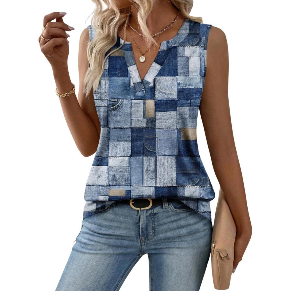 imageZeagoo Womens V Neck Tank Tops 2026 Summer Tops Casual Sleeveless Shirts Loose Fit Dressy Business Work ClothesJh510