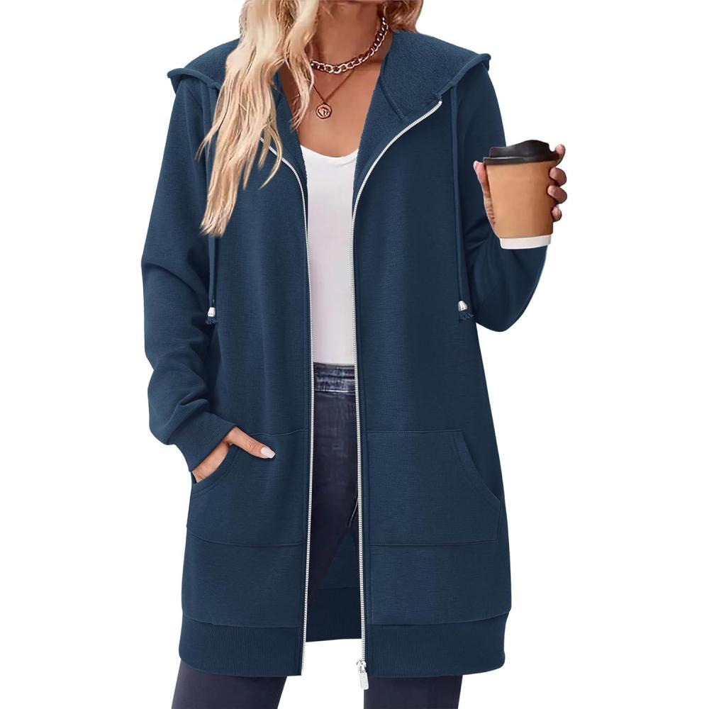 imageZeagoo Womens Zip Up Hoodies Long Tunic Sweatshirts Oversized Fleece Casual Long Sleeve 2026 Fall Hoodie Jacket Coat01 Royal Blue