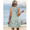Zeagoo Summer Dresses for Women 2026 Sleeveless Dress V Neck Tank Dress Pleated Floral Tshirt Sundresses with Pockets(Green Floral-printed)