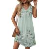 Zeagoo Summer Dresses for Women 2026 Sleeveless Dress V Neck Tank Dress Pleated Floral Tshirt Sundresses with Pockets(Green Floral-printed)