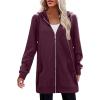 Zeagoo Women’s Zip Up Hoodies Long Tunic Sweatshirts Oversized Fleece Casual Long Sleeve 2026 Fall Hoodie Jacket Coat(Wine Red)