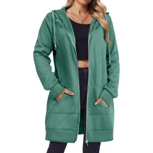 Zeagoo Women’s Zip Up Hoodies Long Tunic Sweatshirts Oversized Fleece Casual Long Sleeve 2026 Fall Hoodie Jacket Coat(Green(hot))