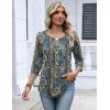 Zeagoo 3/4 Length Sleeve Womens Tops Dressy Casual 2026 V Neck T Shirts Blouses Floral Summer Business Work Basic Tees(A01-blue Boho Print)