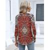 Zeagoo 3/4 Length Sleeve Womens Tops Dressy Casual 2026 V Neck T Shirts Blouses Floral Summer Business Work Basic Tees(A03-rust Ethnic Pattern)