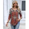 Zeagoo 3/4 Length Sleeve Womens Tops Dressy Casual 2026 V Neck T Shirts Blouses Floral Summer Business Work Basic Tees(A03-rust Ethnic Pattern)