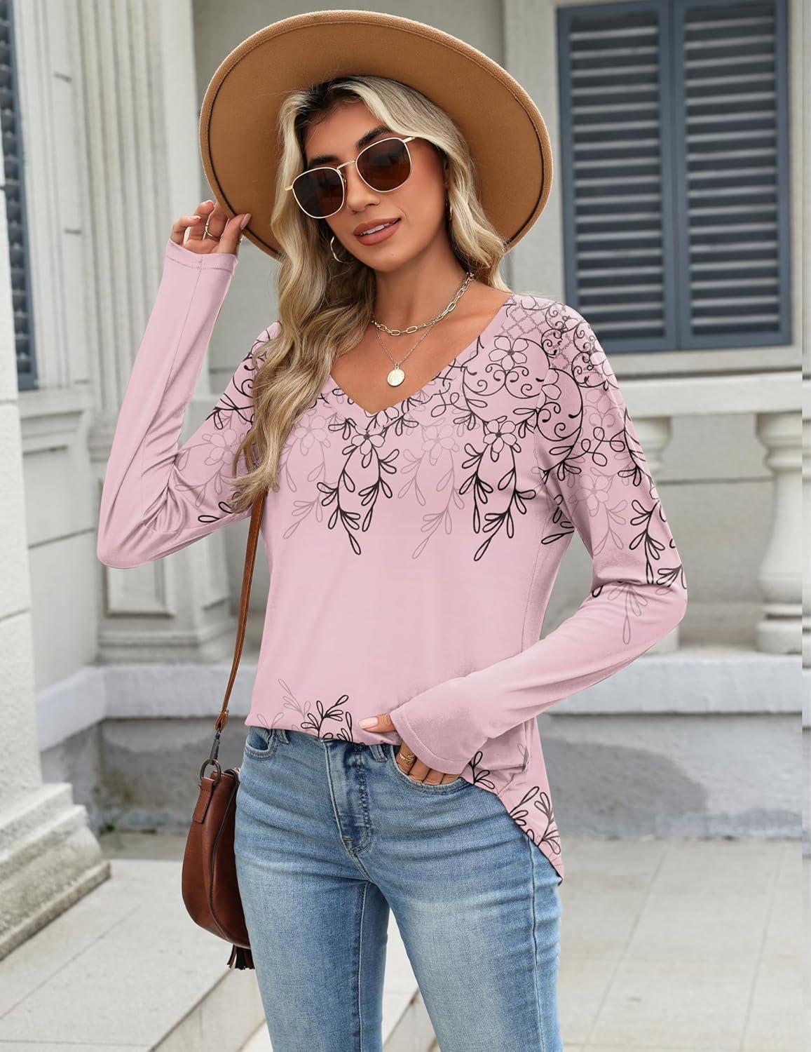 imageZeagoo Long Sleeve Tops for Women V Neck Shirt Loose Fall Tunic Tops Dressy Casual Work Blouse 2026Sf190