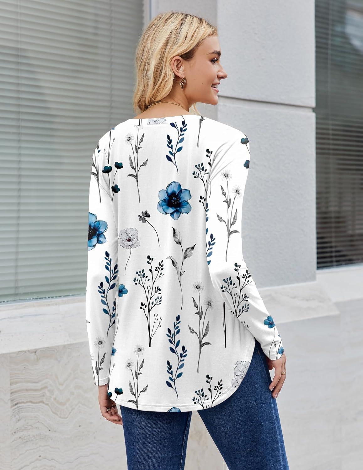 imageZeagoo Long Sleeve Tops for Women V Neck Shirt Loose Fall Tunic Tops Dressy Casual Work Blouse 2026Wf133