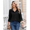 Zeagoo Button Down Shirts for Women Dressy Floral Printed Long Sleeve Blouse Business Casual Work Tops(A Black)