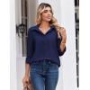 Zeagoo Button Down Shirts for Women Dressy Floral Printed Long Sleeve Blouse Business Casual Work Tops(A Navy Blue)