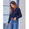 Zeagoo Button Down Shirts for Women Dressy Floral Printed Long Sleeve Blouse Business Casual Work Tops(A Navy Blue)