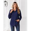 Zeagoo Button Down Shirts for Women Dressy Floral Printed Long Sleeve Blouse Business Casual Work Tops(A Navy Blue)