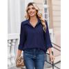 Zeagoo Button Down Shirts for Women Dressy Floral Printed Long Sleeve Blouse Business Casual Work Tops(A Navy Blue)