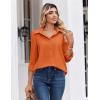 Zeagoo Button Down Shirts for Women Dressy Floral Printed Long Sleeve Blouse Business Casual Work Tops(A Orange)