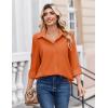 Zeagoo Button Down Shirts for Women Dressy Floral Printed Long Sleeve Blouse Business Casual Work Tops(A Orange)