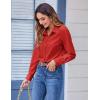Zeagoo Button Down Shirts for Women Dressy Floral Printed Long Sleeve Blouse Business Casual Work Tops(A Red)