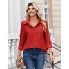 Zeagoo Button Down Shirts for Women Dressy Floral Printed Long Sleeve Blouse Business Casual Work Tops(A Red)