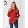 Zeagoo Button Down Shirts for Women Dressy Floral Printed Long Sleeve Blouse Business Casual Work Tops(A Red)
