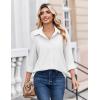 Zeagoo Button Down Shirts for Women Dressy Floral Printed Long Sleeve Blouse Business Casual Work Tops(A White)