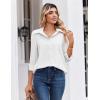Zeagoo Button Down Shirts for Women Dressy Floral Printed Long Sleeve Blouse Business Casual Work Tops(A White)