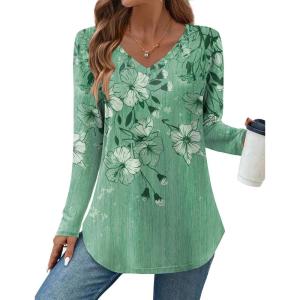 Zeagoo Long Sleeve Tops for Women V Neck Shirt Loose Fall Tunic Tops Dressy Casual Work Blouse 2026(Bf180)