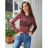 Zeagoo Mesh Top Women Long Sleeve Shirts See Through Party Layering Mock Neck 2024 Fall Sheer Undershirt(Red Shiny Stars)