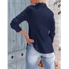 Zeagoo Womens Button Down Shirts Long Sleeve V Neck Tops Wrinkle Free Collared Work Office Solid Blouses Corset Tops(Navy Blue)