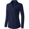 Zeagoo Womens Button Down Shirts Long Sleeve V Neck Tops Wrinkle Free Collared Work Office Solid Blouses Corset Tops(Navy Blue)