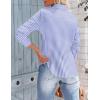 Zeagoo Womens Button Down Shirts Long Sleeve V Neck Tops Wrinkle Free Collared Work Office Solid Blouses Corset Tops(Wide Blue Stripe)