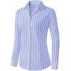 Zeagoo Womens Button Down Shirts Long Sleeve V Neck Tops Wrinkle Free Collared Work Office Solid Blouses Corset Tops(Wide Blue Stripe)
