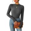 Zeagoo Women’s Long Sleeve Stretch Shirts Mock Neck Ribbed T-Shirt Fitted Casual Basic Tops 2024(Dark Grey)