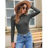 Zeagoo Women’s Long Sleeve Stretch Shirts Mock Neck Ribbed T-Shirt Fitted Casual Basic Tops 2024(Dark Grey)