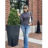 Zeagoo Women’s Long Sleeve Stretch Shirts Mock Neck Ribbed T-Shirt Fitted Casual Basic Tops 2024(Dark Grey)