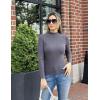 Zeagoo Women’s Long Sleeve Stretch Shirts Mock Neck Ribbed T-Shirt Fitted Casual Basic Tops 2024(Dark Grey)