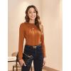 Zeagoo Womens Long Sleeve T Shirts Casual Mock Neck Tops Fall Pleated Blouses Basic Trendy Clothes 2024(Light Brown)