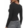 Zeagoo Womens Ribbed Fitted Crop Tops Long Sleeve T Shirts Basic Scoop Neck Casual Slim Fitted Y2k Clothes 2026(A-black white)