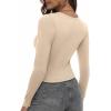 Zeagoo Womens Ribbed Fitted Crop Tops Long Sleeve T Shirts Basic Scoop Neck Casual Slim Fitted Y2k Clothes 2026(Beige)