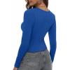 Zeagoo Womens Ribbed Fitted Crop Tops Long Sleeve T Shirts Basic Scoop Neck Casual Slim Fitted Y2k Clothes 2026(Black blue)
