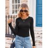 Zeagoo Womens Ribbed Fitted Crop Tops Long Sleeve T Shirts Basic Scoop Neck Casual Slim Fitted Y2k Clothes 2026(Black blue)
