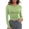 Zeagoo Womens Ribbed Fitted Crop Tops Long Sleeve T Shirts Basic Scoop Neck Casual Slim Fitted Y2k Clothes 2026(Black light Green)