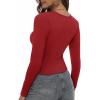 Zeagoo Womens Ribbed Fitted Crop Tops Long Sleeve T Shirts Basic Scoop Neck Casual Slim Fitted Y2k Clothes 2026(Black red)