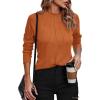 Zeagoo Womens Long Sleeve T Shirts Casual Mock Neck Tops Fall Pleated Blouses Basic Trendy Clothes 2024(Light Brown)