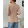 Zeagoo Fall Sweaters for Women 2024 Casual Long Sleeve Shirts V Neck Pullover Puff Slim Fit Tops(Khaki)