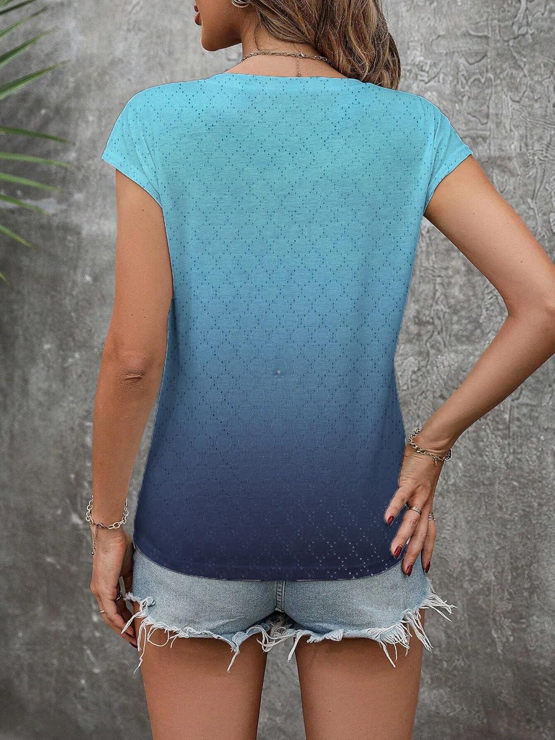 imageZeagoo Blouses for Women Fashion 2025 Trendy Dressy Cap Sleeve Summer Shirts V Neck Tops Vacation t Shirts XXL