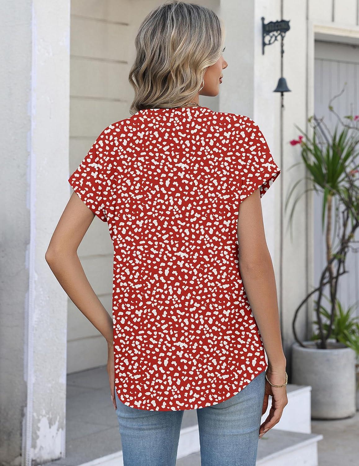 imageZeagoo Button Down Shirts for Women Short Sleeve Tops V Neck Collar Blouses Business Casual Outfits S2XLJh590