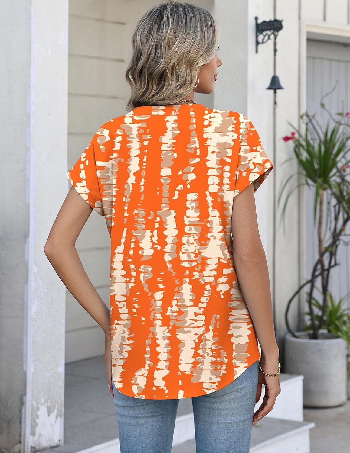 imageZeagoo Button Down Shirts for Women Short Sleeve Tops V Neck Collar Blouses Business Casual Outfits S2XLZr466